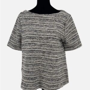 LOFT Tweed Blouse Black and White with Multicolor Accents XL EUC